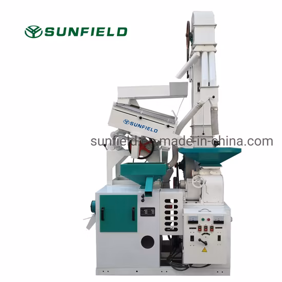 Sunfield 20tpd 자동 결합 쌀 밀링 머신 Rice Whitner Destoner Husker가 포함된 패디 곡물 가공 기계 장비